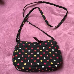 NWOT Vera Bradley crossbody, cotton lightweight  black purse with polka dots